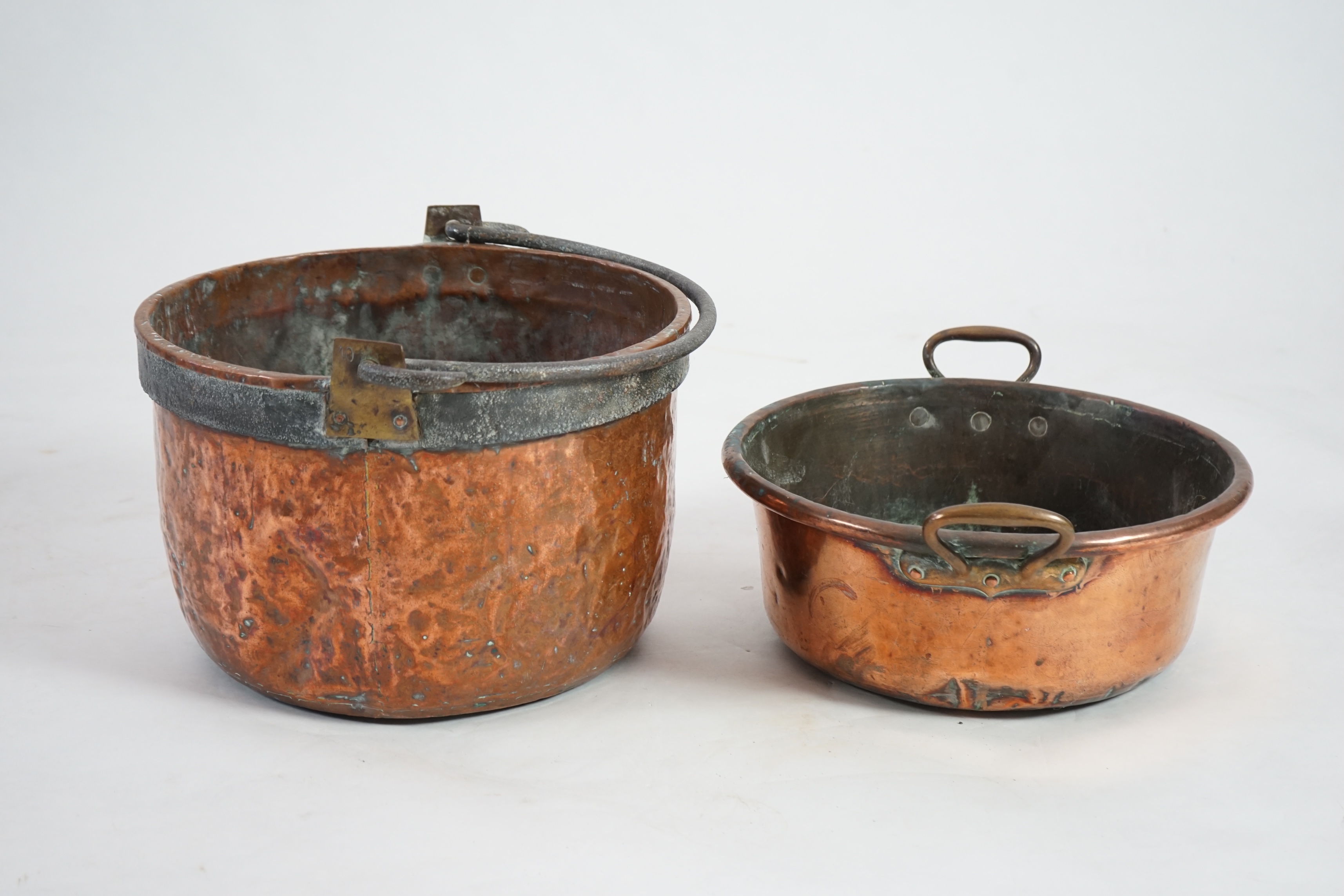 A 19th century copper cooking pan